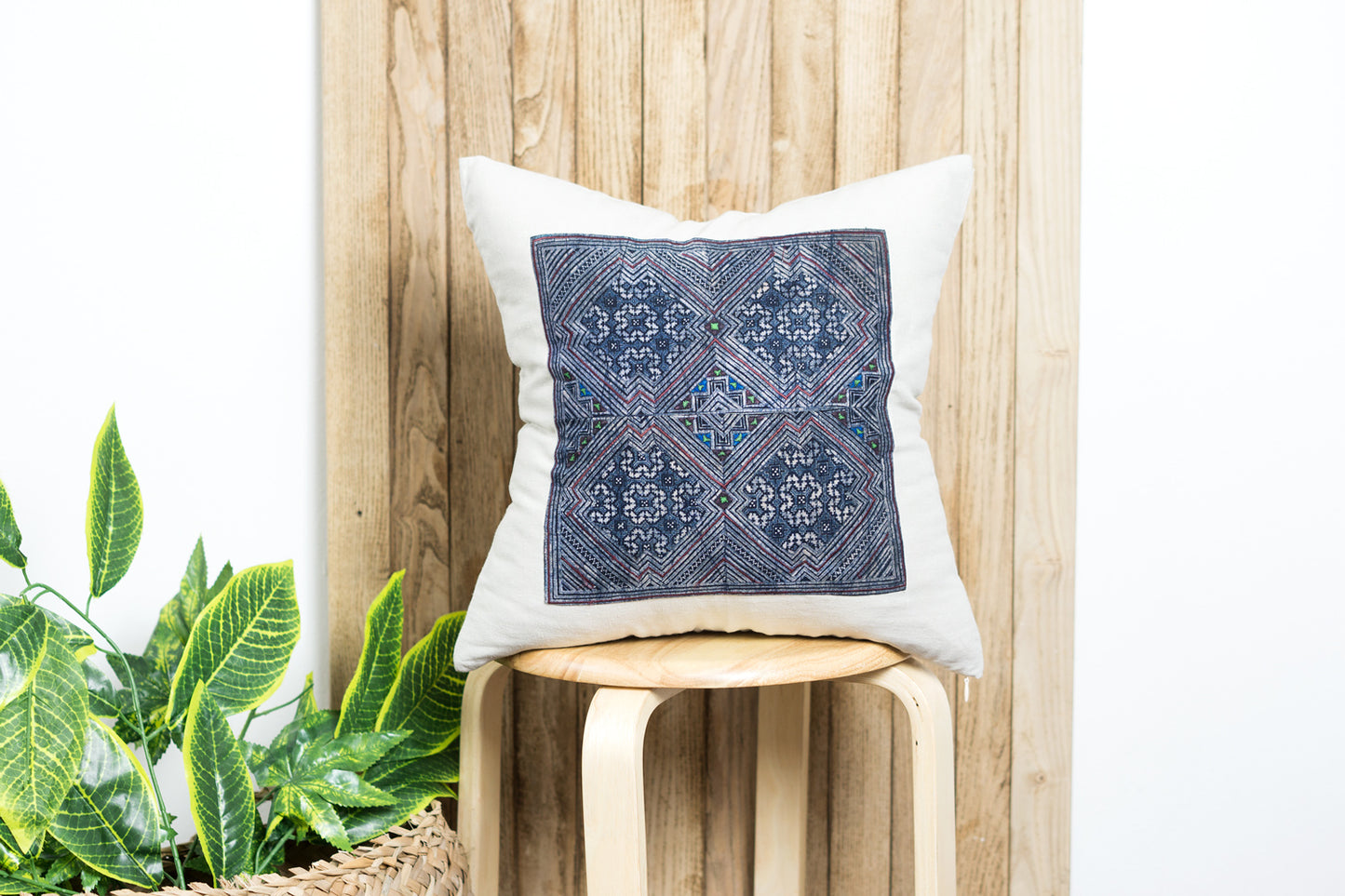 Beige Tribal Cushion Cover | Natural Linen Pillow